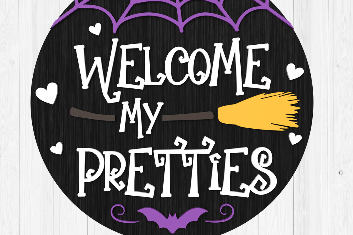 Intra απο ξύλο plywood 3mm-4mm πάχος – Welcome My Pretties, Halloween Sign Δίασταση  40x30 cm INTRAFABR-105736170