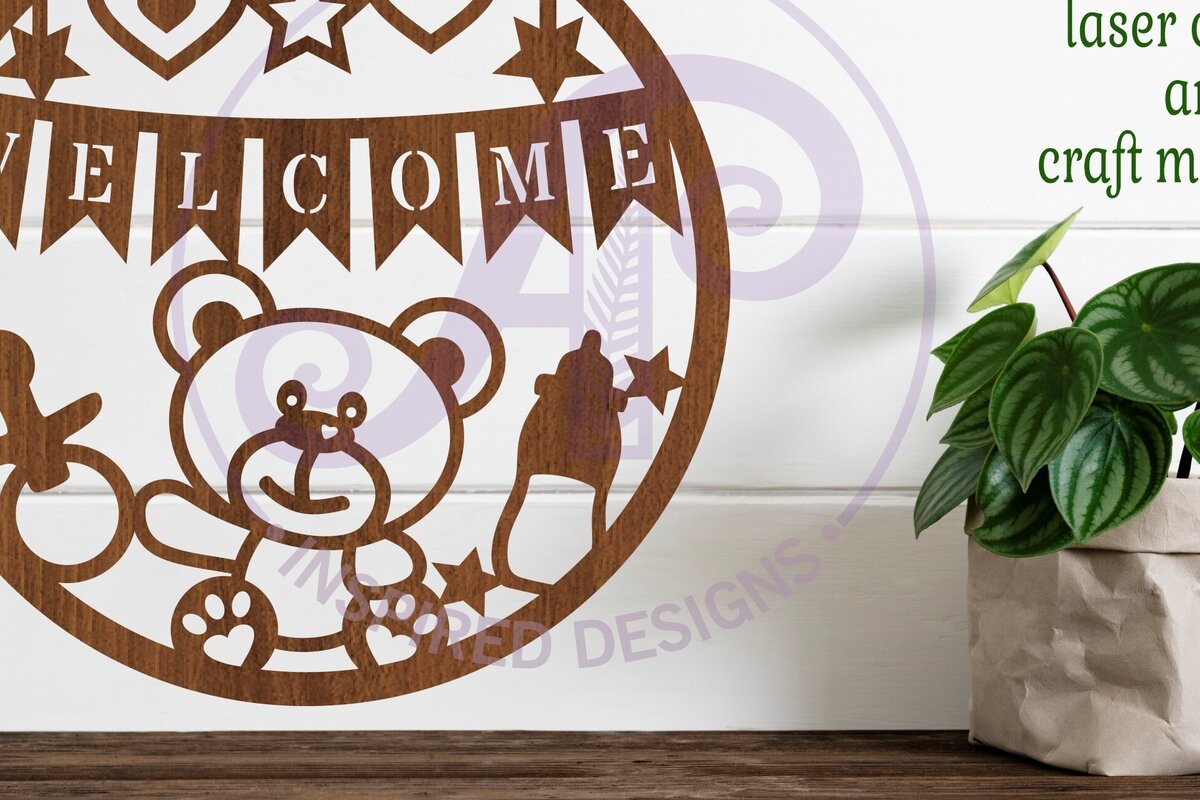 Σετ των 2 Intra απο ξύλο plywood 3mm-4mm πάχος – Καλώς ορίσατε Νέα επιγραφή Baby Wall Art, Αρχείο Δίασταση  40x30 cm INTRAFABR-81860307