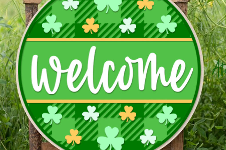 Σετ των 2 Intra απο ξύλο plywood 3mm-4mm πάχος – Καλώς ήρθατε Patricks Κρεμάστρα πόρτας Στρογγυλή πινακίδα Δίασταση  20x20 cm INTRAFABR-60315763