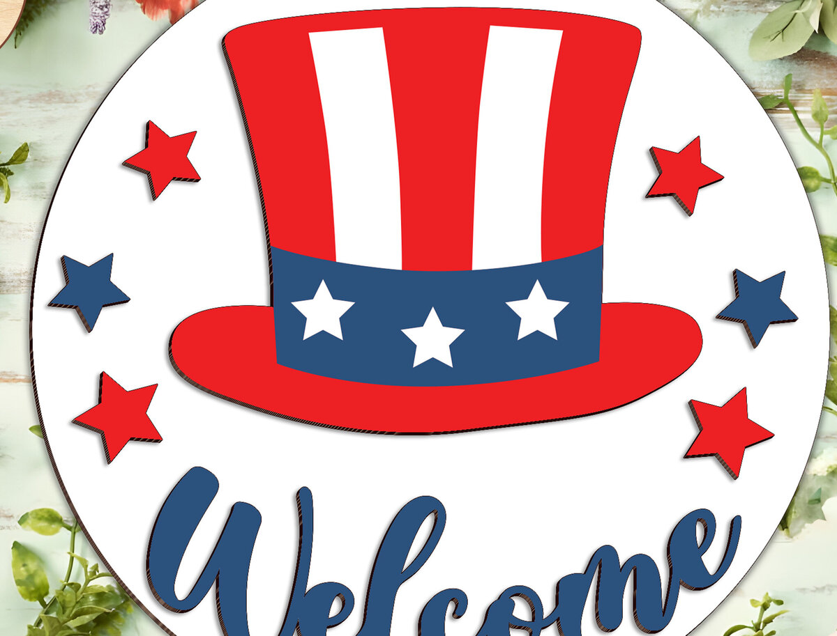 Σετ των 2 Intra απο ξύλο plywood 3mm-4mm πάχος – Καλωσόρισμα Πατριωτικό Σημάδι Δίασταση  20x20 cm INTRAFABR-97105978