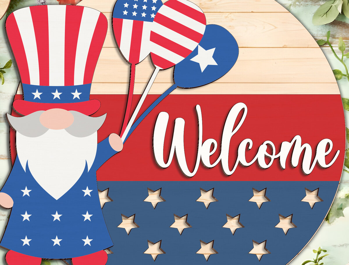 Σετ των 2 Intra απο ξύλο plywood 3mm-4mm πάχος – Καλωσόρισμα Πατριωτικό Σημάδι Δίασταση  20x20 cm INTRAFABR-97105579