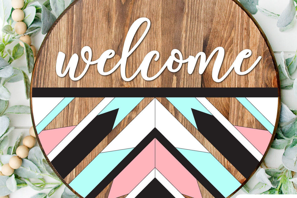 Σετ των 2 Intra απο ξύλο plywood 3mm-4mm πάχος – Αρχείο κοπής λέιζερ με πινακίδες καλωσορίσματος πάπλωμα πόρτας Δίασταση  20x20 cm INTRAFABR-64569522