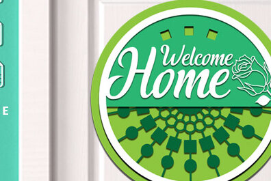 Σετ των 2 Intra απο ξύλο plywood 3mm-4mm πάχος – Καλωσόρισμα Στρογγυλή πινακίδα Κρεμάστρα πόρτας Κοπή λέιζερ Δίασταση  20x20 cm INTRAFABR-60924203