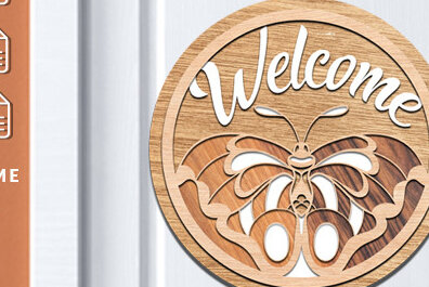 Σετ των 2 Intra απο ξύλο plywood 3mm-4mm πάχος – Καλωσόρισμα Στρογγυλή πινακίδα Κρεμάστρα πόρτας Κοπή λέιζερ Δίασταση  20x20 cm INTRAFABR-60924212