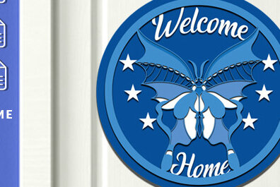 Σετ των 2 Intra απο ξύλο plywood 3mm-4mm πάχος – Καλωσόρισμα Στρογγυλή πινακίδα Κρεμάστρα πόρτας Κοπή λέιζερ Δίασταση  20x20 cm INTRAFABR-60924251