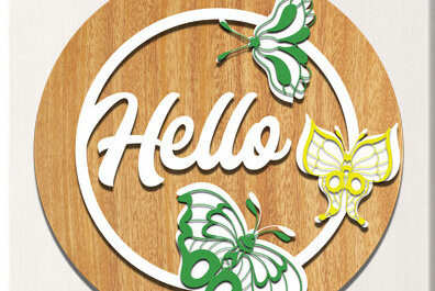 Σετ των 2 Intra απο ξύλο plywood 3mm-4mm πάχος – Καλωσόρισμα Στρογγυλή πινακίδα Κρεμάστρα πόρτας Κοπή λέιζερ Δίασταση  20x20 cm INTRAFABR-61265066