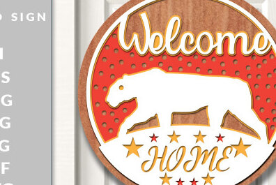 Σετ των 2 Intra απο ξύλο plywood 3mm-4mm πάχος – Καλωσόρισμα Στρογγυλή πινακίδα Κρεμάστρα πόρτας Κοπή λέιζερ Δίασταση  20x20 cm INTRAFABR-73583033