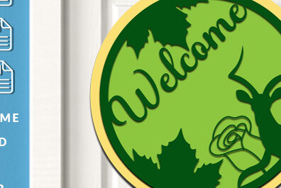 Σετ των 2 Intra απο ξύλο plywood 3mm-4mm πάχος – Καλωσόρισμα Στρογγυλή πινακίδα Κρεμάστρα πόρτας Κοπή λέιζερ Δίασταση  20x20 cm INTRAFABR-60810091