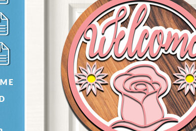 Σετ των 2 Intra απο ξύλο plywood 3mm-4mm πάχος – Καλωσόρισμα Στρογγυλή πινακίδα Κρεμάστρα πόρτας Κοπή λέιζερ Δίασταση  20x20 cm INTRAFABR-60810153