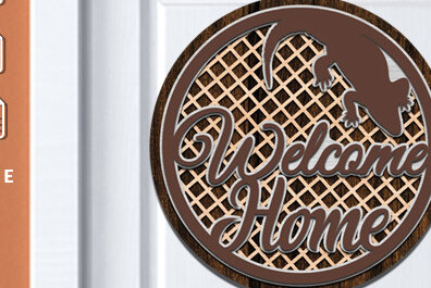 Σετ των 2 Intra απο ξύλο plywood 3mm-4mm πάχος – Καλωσόρισμα Στρογγυλή πινακίδα Κρεμάστρα πόρτας Κοπή λέιζερ Δίασταση  20x20 cm INTRAFABR-60924202