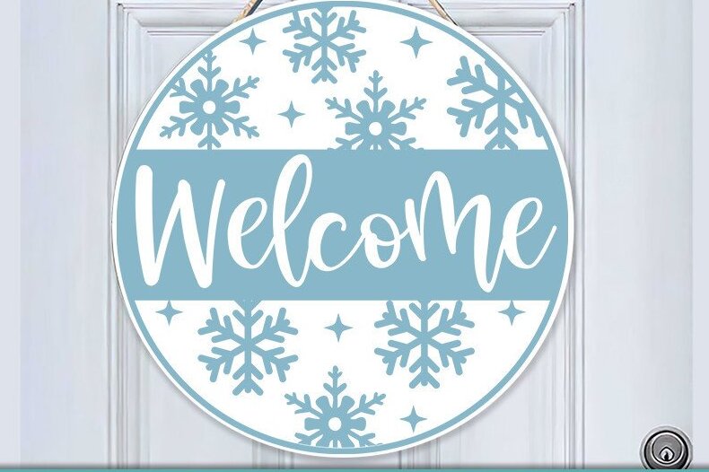 Σετ των 2 Intra απο ξύλο plywood 3mm-4mm πάχος – Αρχείο κοπής λέιζερ με στρογγυλό σημάδι καλωσορίσματος Δίασταση  20x20 cm INTRAFABR-38676721