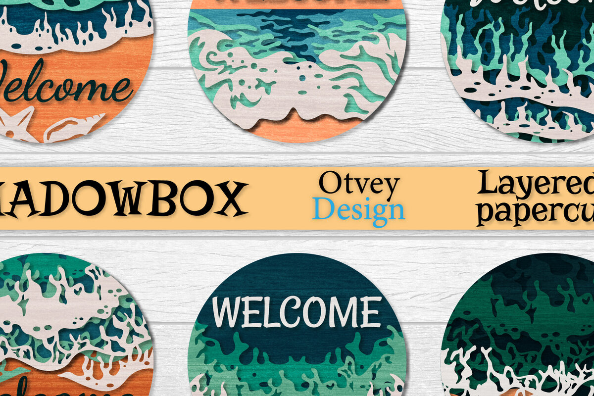 Σετ των 2 Intra απο ξύλο plywood 3mm-4mm πάχος – Welcome Sea Wave 3D Layered Lasercut Δίασταση  20x20 cm INTRAFABR-122011786