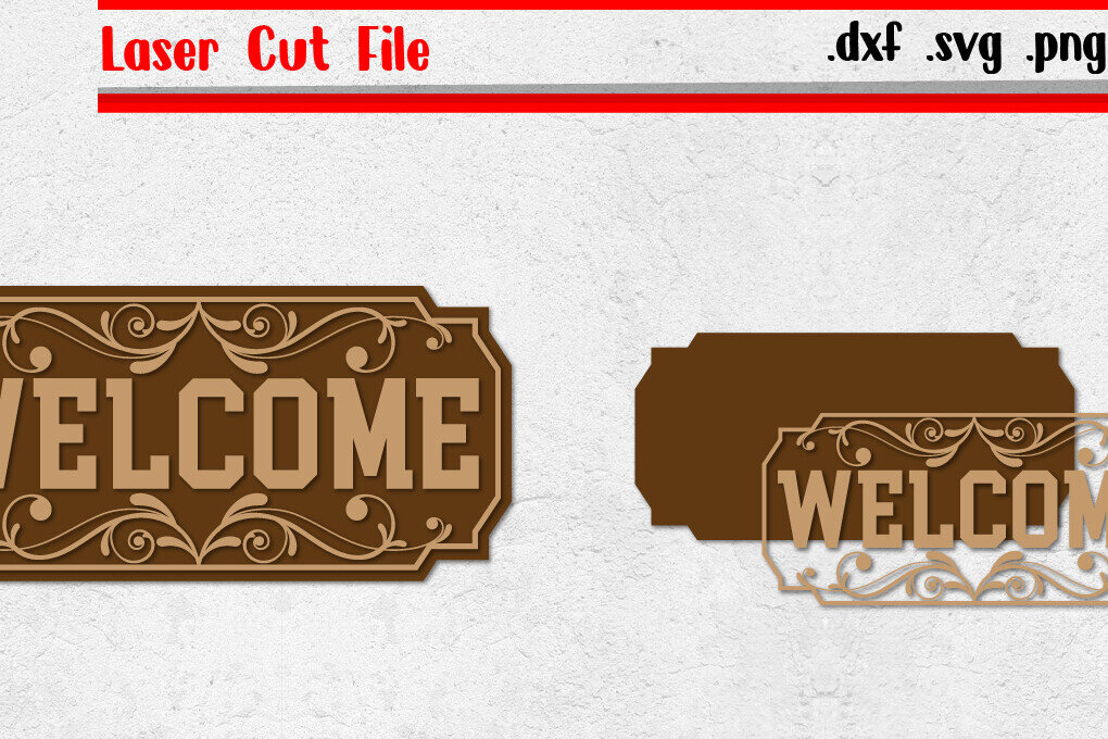 Σετ των 2 Intra απο ξύλο plywood 3mm-4mm πάχος – Σήμα καλωσορίσματος 10 | Vintage σημάδι κοπής με λέιζερ Δίασταση  20x20 cm INTRAFABR-120077823