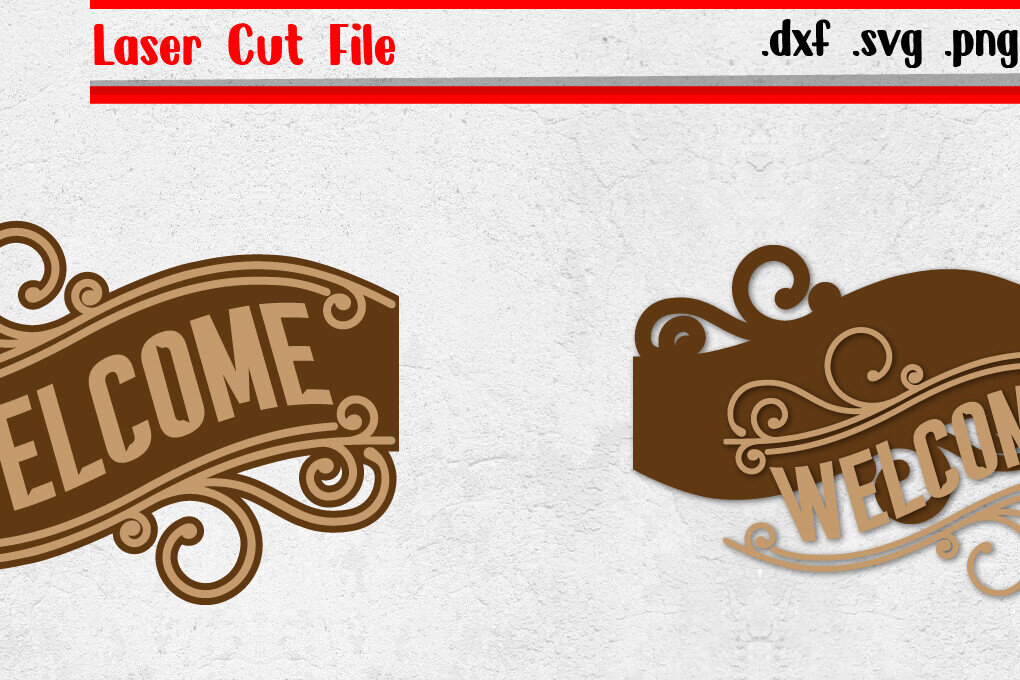 Intra απο ξύλο plywood 3mm-4mm πάχος – Welcome Sign 2 - Αρχεία αποκοπής με λέιζερ Δίασταση  40x30 cm INTRAFABR-97282381