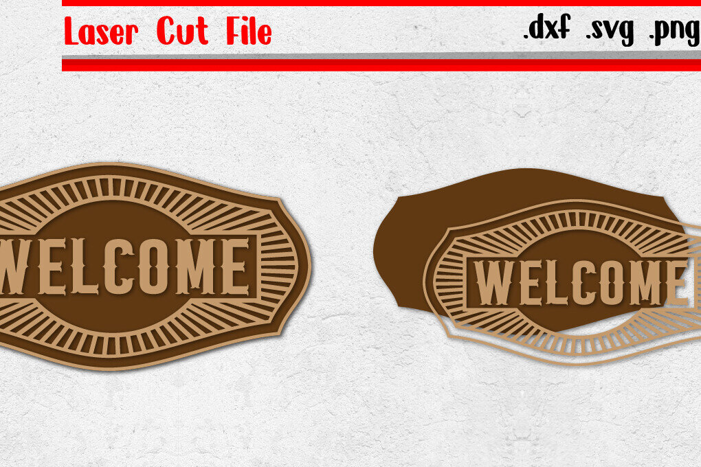 Σετ των 2 Intra απο ξύλο plywood 3mm-4mm πάχος – Σήμα καλωσορίσματος 4 | Vintage σημάδι κοπής με λέιζερ Δίασταση  20x20 cm INTRAFABR-98636013