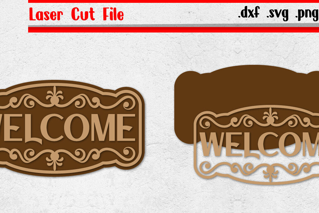 Σετ των 2 Intra απο ξύλο plywood 3mm-4mm πάχος – Σήμα καλωσορίσματος 6 | Vintage σημάδι κοπής με λέιζερ Δίασταση  20x20 cm INTRAFABR-112193653