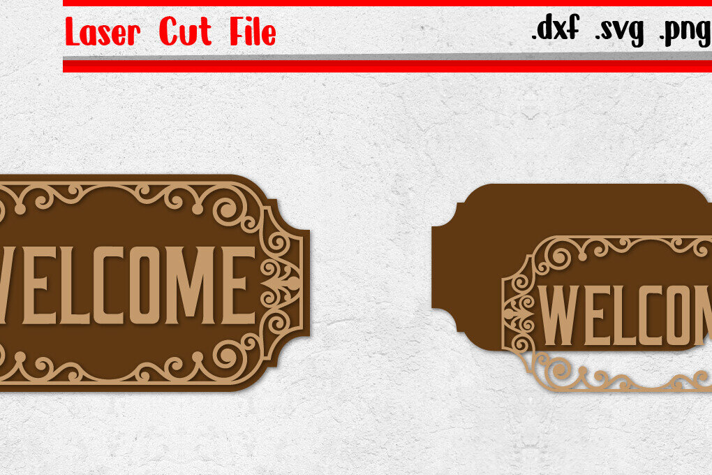 Σετ των 2 Intra απο ξύλο plywood 3mm-4mm πάχος – Σήμα καλωσορίσματος 7 | Vintage σημάδι κοπής με λέιζερ Δίασταση  20x20 cm INTRAFABR-113296932