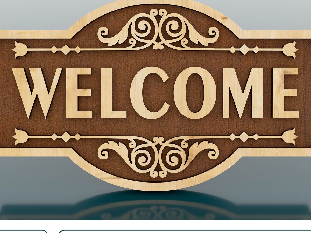 Σετ των 2 Intra απο ξύλο plywood 3mm-4mm πάχος – Σήμα καλωσορίσματος, Κρεμάστρα πόρτας κοπής με λέιζερ Δίασταση  20x20 cm INTRAFABR-59069750