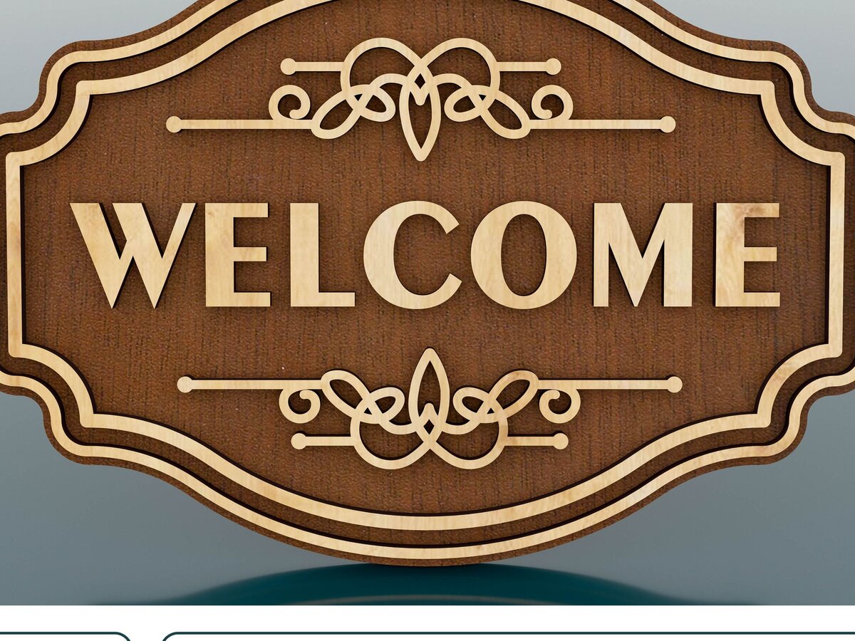 Σετ των 2 Intra απο ξύλο plywood 3mm-4mm πάχος – Σήμα καλωσορίσματος, Κρεμάστρα πόρτας κοπής με λέιζερ Δίασταση  20x20 cm INTRAFABR-59449702