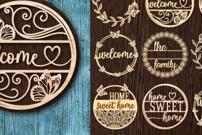 Σετ των 2 Intra απο ξύλο plywood 3mm-4mm πάχος –  δέσμης κοπής με λέιζερ καλωσορίσματος Δίασταση  20x20 cm INTRAFABR-31874196