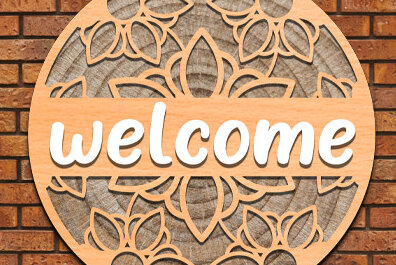 Σετ των 2 Intra απο ξύλο plywood 3mm-4mm πάχος – Κρεμάστρα πόρτας με καλωσορίσματος Δίασταση  20x20 cm INTRAFABR-68400908