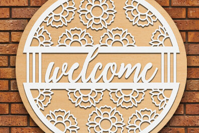 Σετ των 2 Intra απο ξύλο plywood 3mm-4mm πάχος – Κρεμάστρα πόρτας με καλωσορίσματος Δίασταση  20x20 cm INTRAFABR-68400973