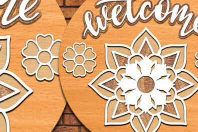 Σετ των 2 Intra απο ξύλο plywood 3mm-4mm πάχος – Κρεμάστρα πόρτας με καλωσορίσματος Δίασταση  20x20 cm INTRAFABR-68401255