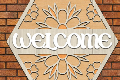 Σετ των 2 Intra απο ξύλο plywood 3mm-4mm πάχος – Κρεμάστρα πόρτας με καλωσορίσματος Δίασταση  20x20 cm INTRAFABR-68401301