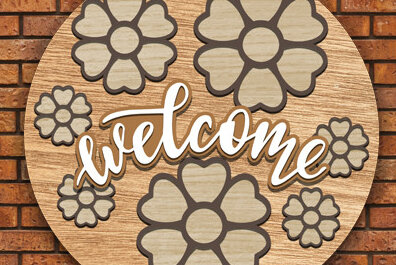 Σετ των 2 Intra απο ξύλο plywood 3mm-4mm πάχος – Κρεμάστρα πόρτας με καλωσορίσματος Δίασταση  20x20 cm INTRAFABR-68401552