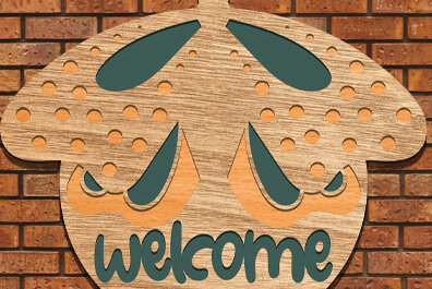 Σετ των 2 Intra απο ξύλο plywood 3mm-4mm πάχος – Κρεμάστρα πόρτας με καλωσορίσματος Δίασταση  20x20 cm INTRAFABR-68400806