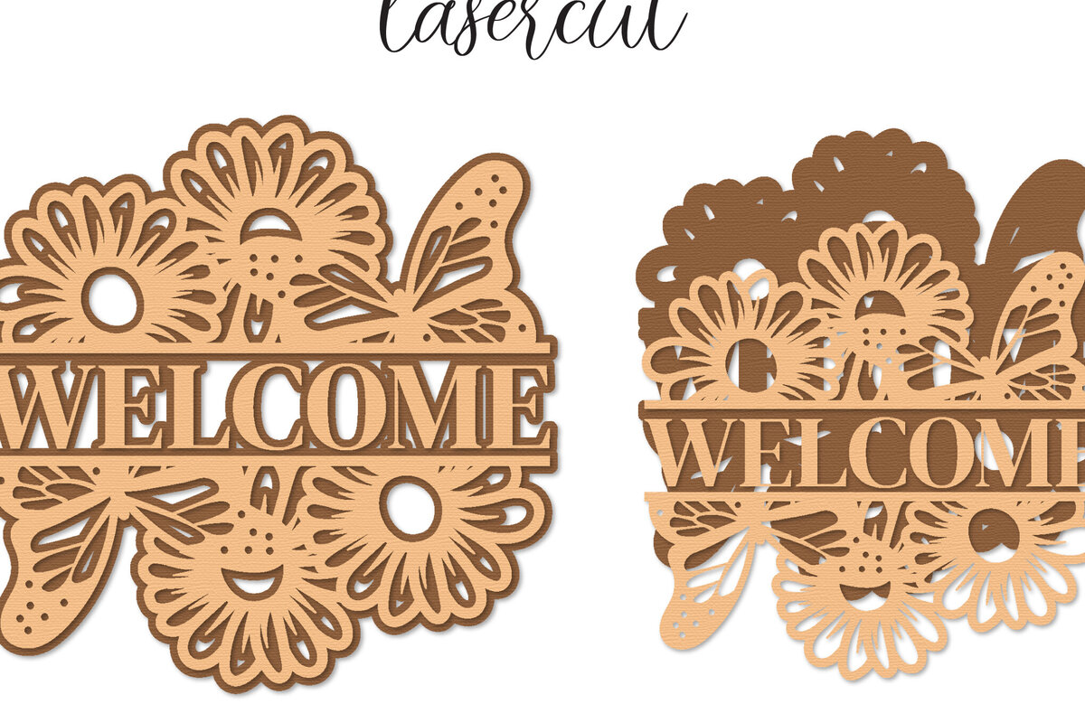 Intra απο ξύλο plywood 3mm-4mm πάχος – Welcome Sign Lasercut - Αρχείο Αποκοπής Laser Δίασταση  40x30 cm INTRAFABR-122150936