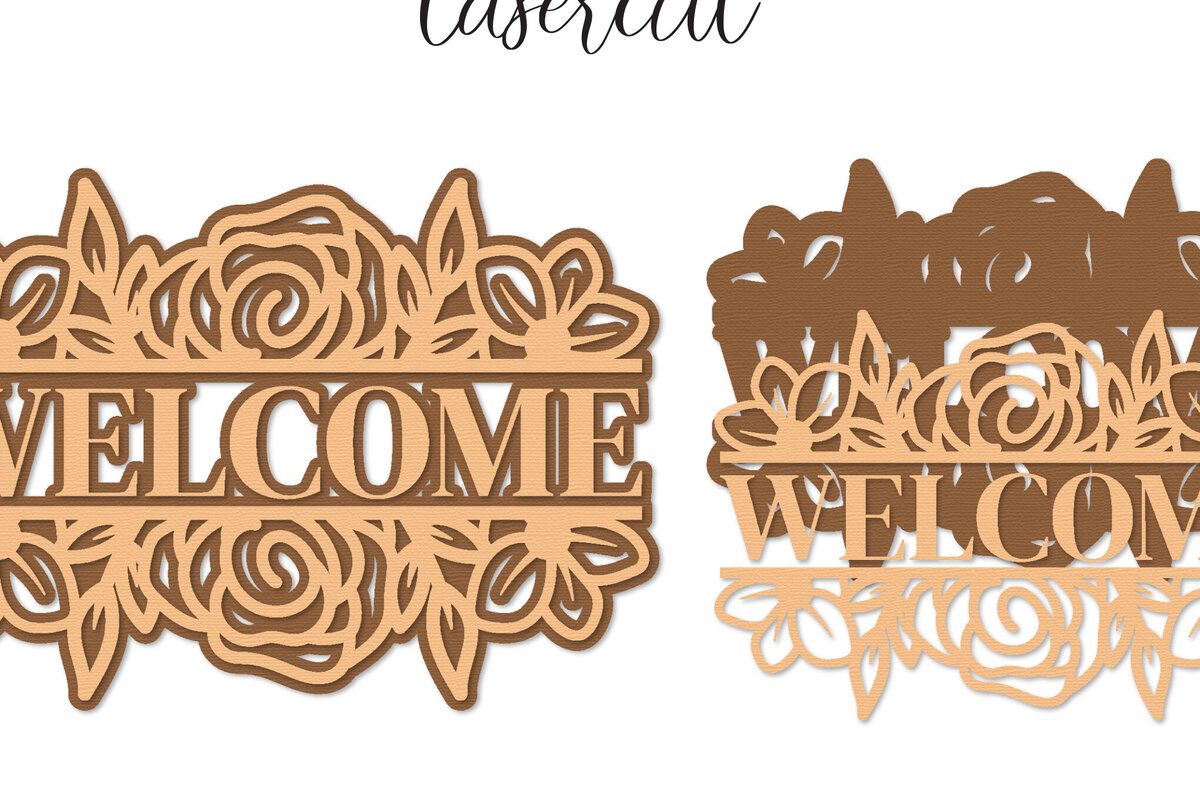 Intra απο ξύλο plywood 3mm-4mm πάχος – Welcome Sign Lasercut - Αρχείο Αποκοπής Laser Δίασταση  40x30 cm INTRAFABR-122150972