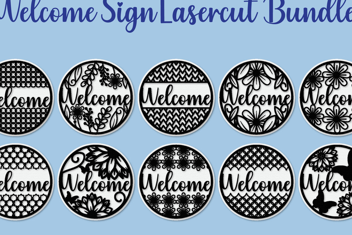 Intra απο ξύλο plywood 3mm-4mm πάχος – Welcome Sign Lasercut - Αρχείο Lasercut Δίασταση  40x30 cm INTRAFABR-124413299