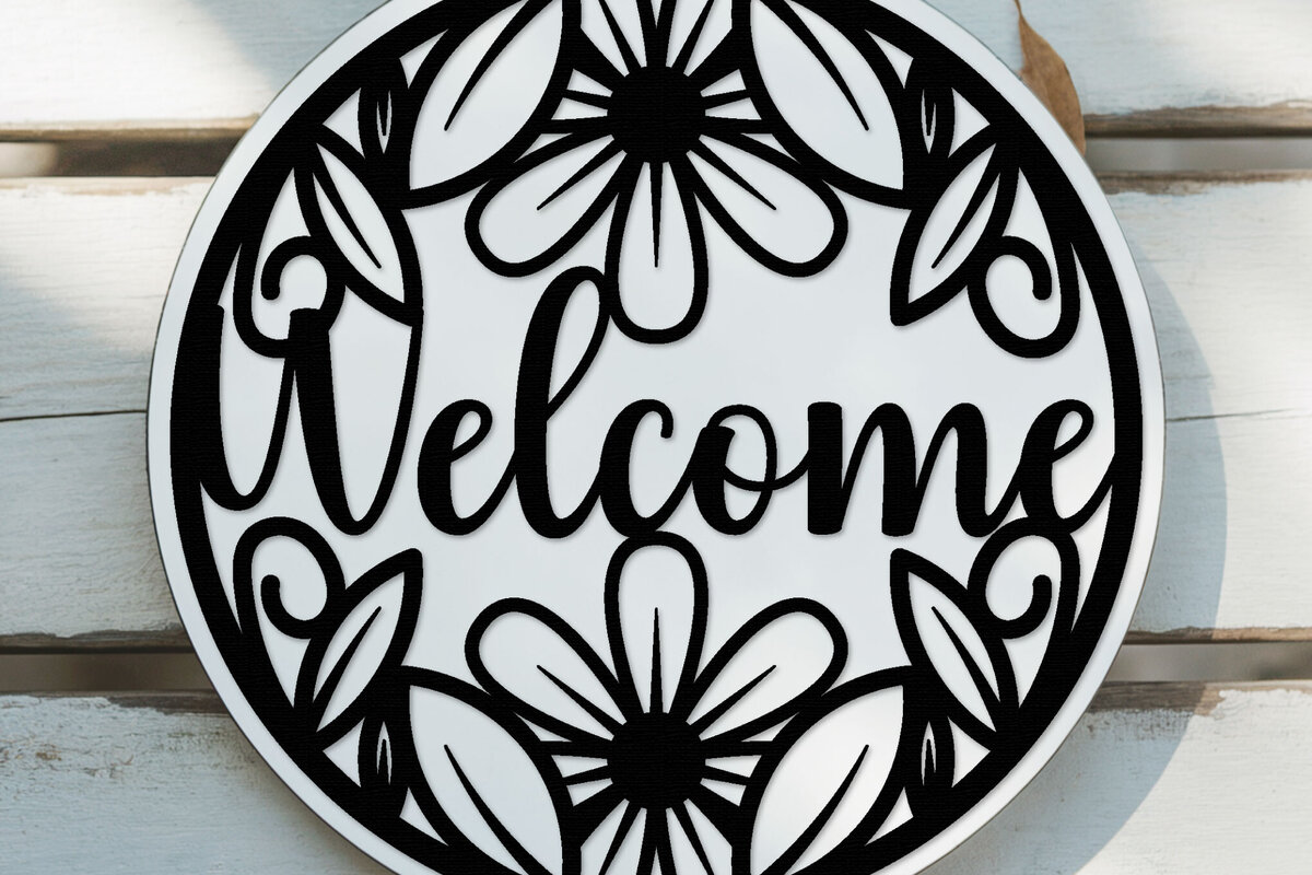 Intra απο ξύλο plywood 3mm-4mm πάχος – Welcome Sign Lasercut - Αρχείο Lasercut Δίασταση  40x30 cm INTRAFABR-124413235