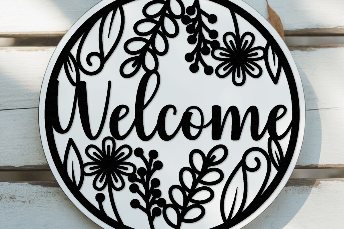 Intra απο ξύλο plywood 3mm-4mm πάχος – Welcome Sign Lasercut - Αρχείο Lasercut Δίασταση  40x30 cm INTRAFABR-124413245