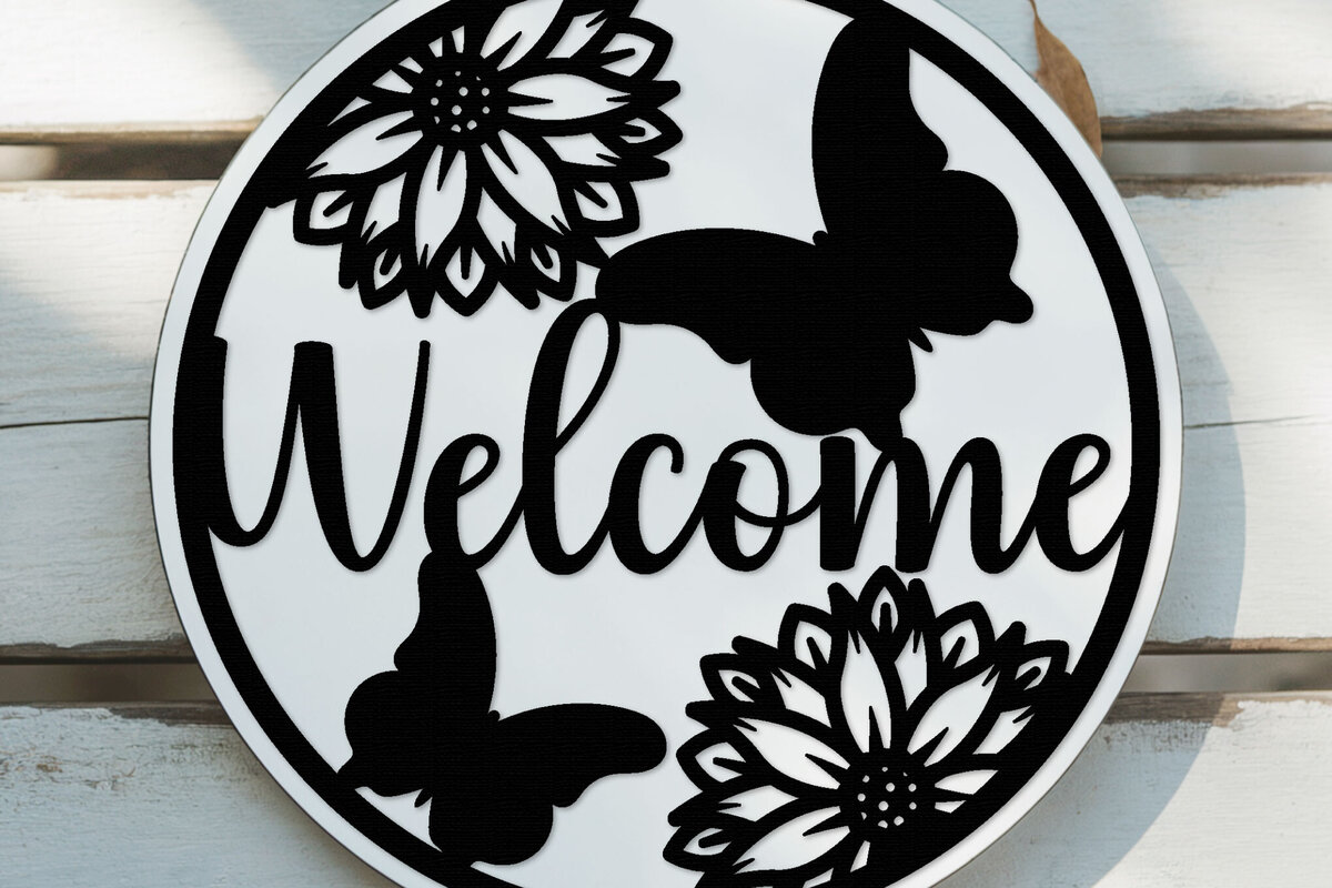 Intra απο ξύλο plywood 3mm-4mm πάχος – Welcome Sign Lasercut - Αρχείο Lasercut Δίασταση  40x30 cm INTRAFABR-124413252