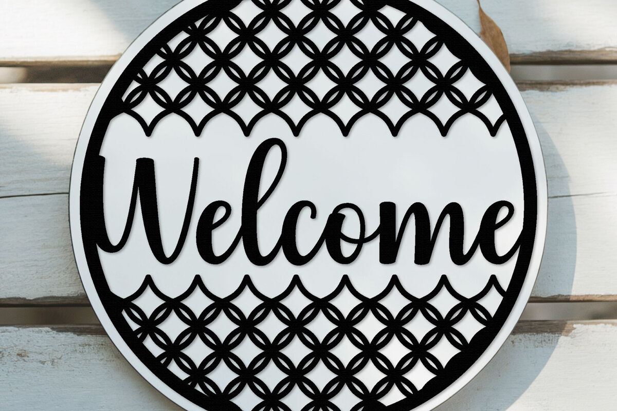 Σετ των 2 Intra απο ξύλο plywood 3mm-4mm πάχος – Welcome Sign Lasercut - Αρχείο Lasercut Δίασταση  40x30 cm INTRAFABR-124413265