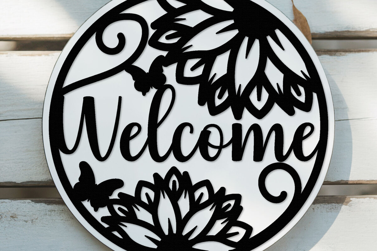 Σετ των 2 Intra απο ξύλο plywood 3mm-4mm πάχος – Welcome Sign Lasercut - Αρχείο Lasercut Δίασταση  40x30 cm INTRAFABR-124413284