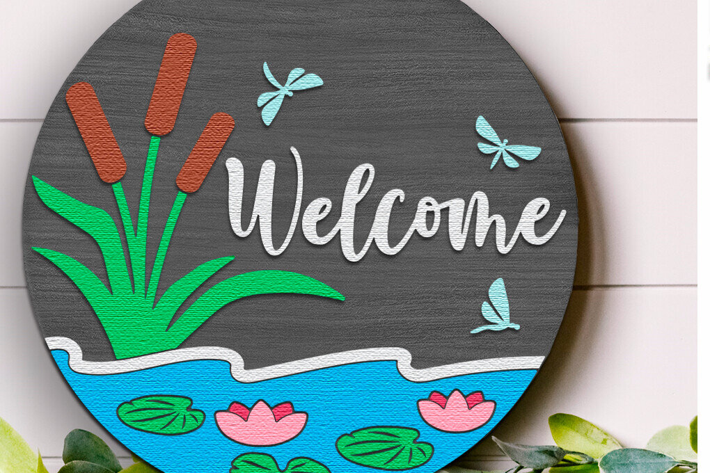 Σετ των 2 Intra απο ξύλο plywood 3mm-4mm πάχος – Πινακίδα καλωσορίσματος, Lake Door Hanger DXF Δίασταση  20x20 cm INTRAFABR-120363852