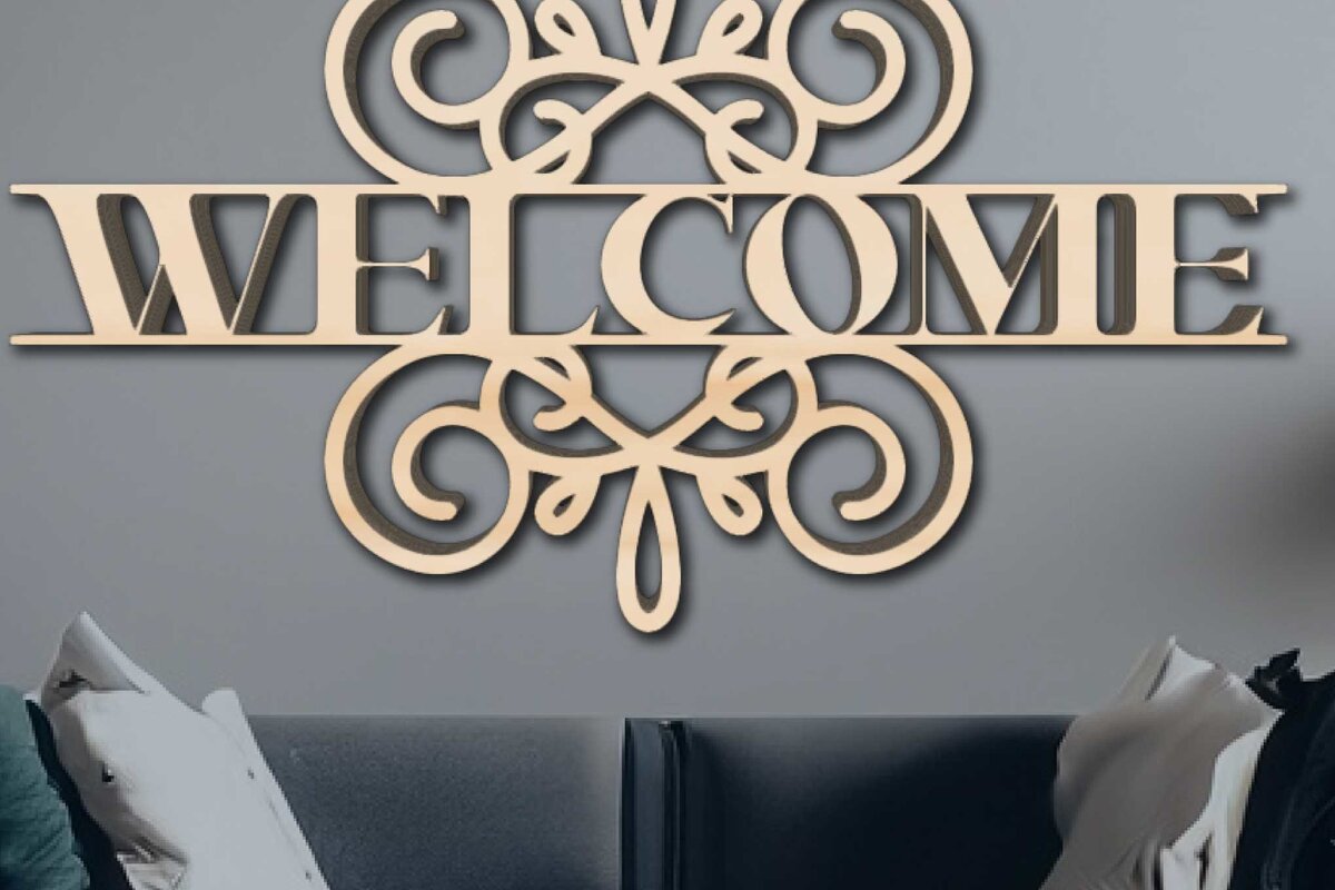 Σετ των 2 Intra απο ξύλο plywood 3mm-4mm πάχος – Σήμα καλωσορίσματος, Σήμα καλωσορίσματος Δίασταση  20x20 cm INTRAFABR-72325323