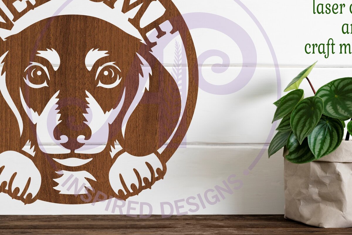 Intra απο ξύλο plywood 3mm-4mm πάχος – Πινακίδα καλωσορίσματος με Dachshund Dog Wall Art Δίασταση  40x30 cm INTRAFABR-105836733