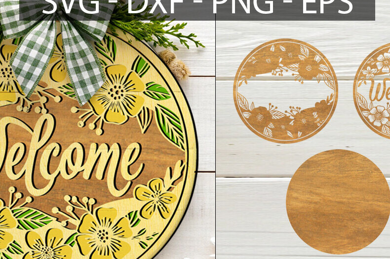 Σετ των 2 Intra απο ξύλο plywood 3mm-4mm πάχος – Welcome Spring Door, Ξύλινη στρογγυλή πινακίδα Δίασταση  20x20 cm INTRAFABR-117547097