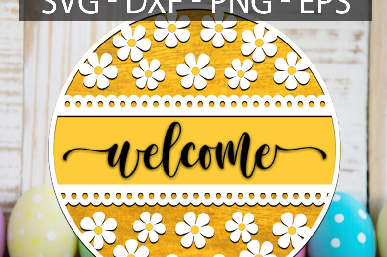 Σετ των 2 Intra απο ξύλο plywood 3mm-4mm πάχος – Welcome Spring Door, Ξύλινη στρογγυλή πινακίδα Δίασταση  20x20 cm INTRAFABR-117547563