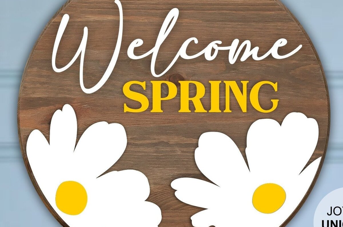 Σετ των 2 Intra απο ξύλο plywood 3mm-4mm πάχος – Καλωσόρισμα Άνοιξη σημάδι Δίασταση  20x20 cm INTRAFABR-31677861