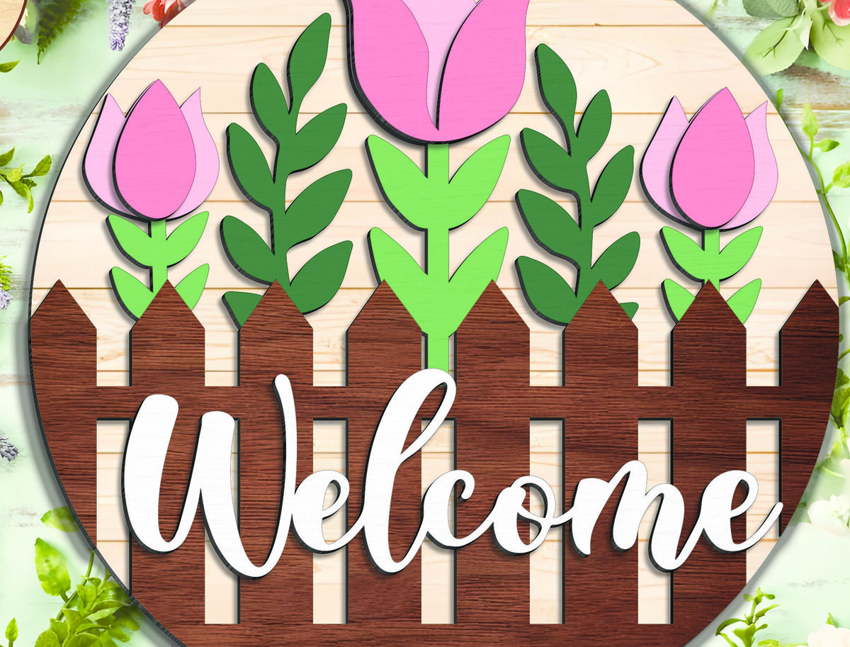 Intra απο ξύλο plywood 3mm-4mm πάχος – Welcome Spring Sign - Break Jhon Δίασταση  40x30 cm INTRAFABR-95035194