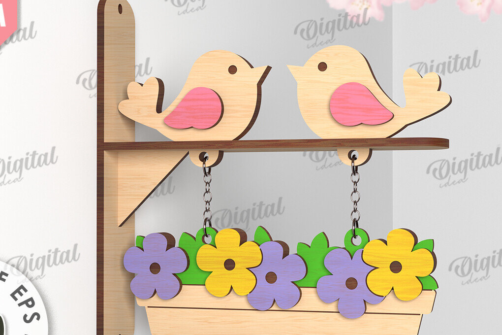 Σετ των 2 Intra απο ξύλο plywood 3mm-4mm πάχος – Καλώς ήρθες Άνοιξη. Bird Decor Δίασταση  20x20 cm INTRAFABR-116177424