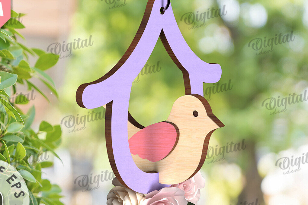 Σετ των 2 Intra απο ξύλο plywood 3mm-4mm πάχος – Καλώς ήρθες Άνοιξη. Bird Decor Δίασταση  20x20 cm INTRAFABR-116177859