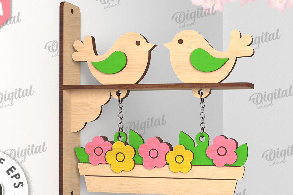 Σετ των 2 Intra απο ξύλο plywood 3mm-4mm πάχος – Καλώς ήρθες Άνοιξη. Bird Decor Δίασταση  20x20 cm INTRAFABR-116177291