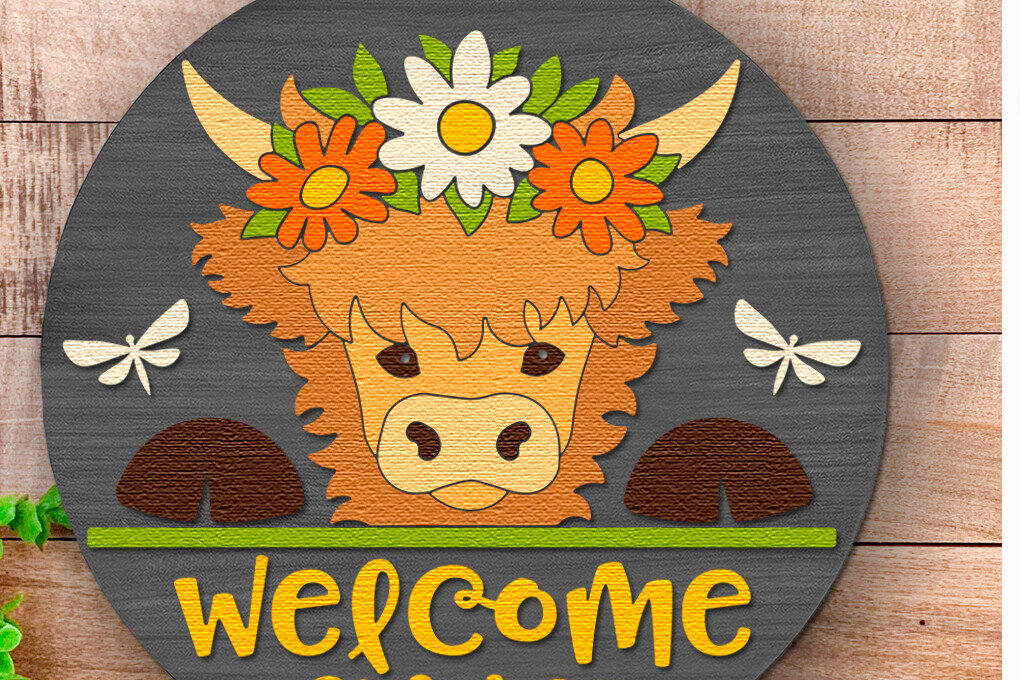 Σετ των 2 Intra απο ξύλο plywood 3mm-4mm πάχος – Καλώς ορίσατε Spring, Πολυεπίπεδη πινακίδα πόρτας Δίασταση  20x20 cm INTRAFABR-117356460