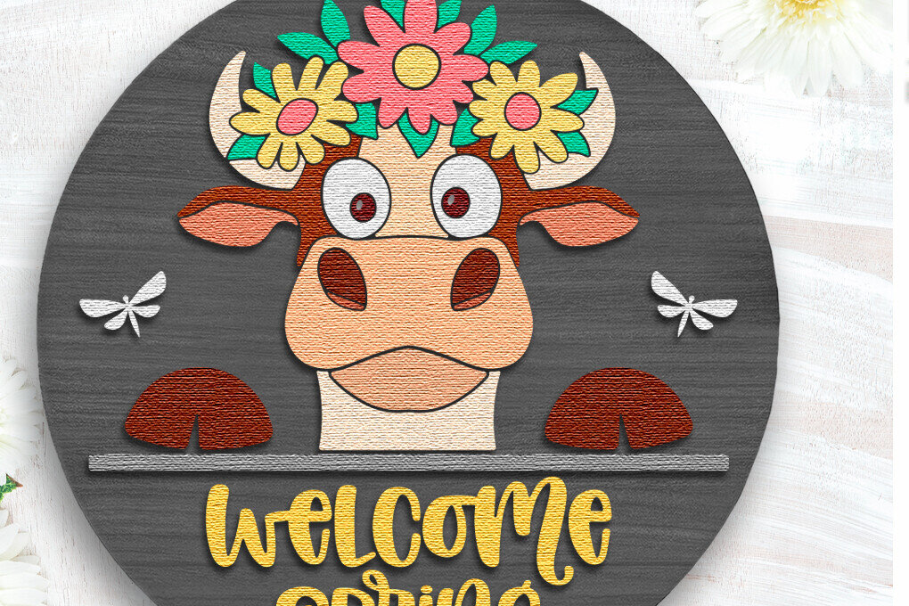 Σετ των 2 Intra απο ξύλο plywood 3mm-4mm πάχος – Καλώς ορίσατε Spring, Πολυεπίπεδη πινακίδα πόρτας Δίασταση  20x20 cm INTRAFABR-114275475